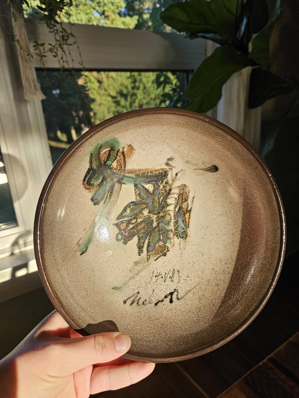 Vintage Stoneware Bowl, signed (1985)